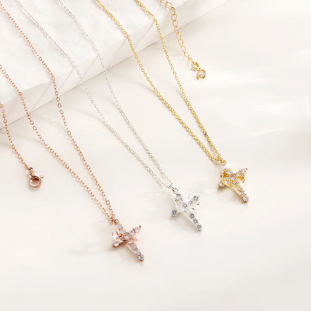 Crown with Cross Pendant Necklace