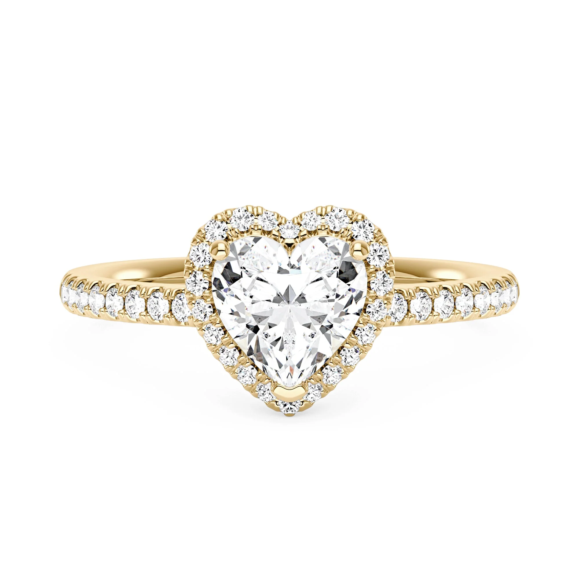 Heart Moissanite Halo Ring with Pavé Band - Image 4