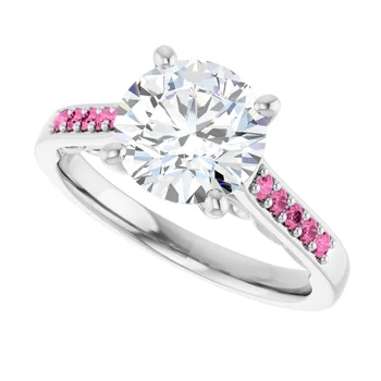 Pink Pave Engagement Ring - Image 10
