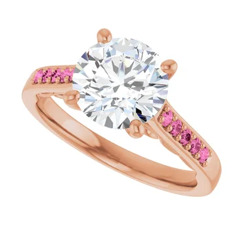 Pink Pave Engagement Ring - Image 11