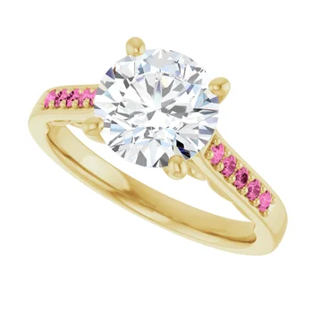 Pink Pave Engagement Ring - Image 12