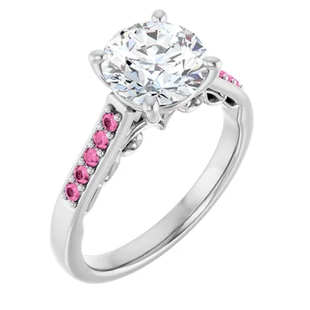 Pink Pave Engagement Ring - Image 13