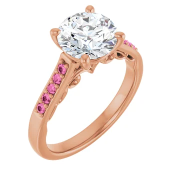 Pink Pave Engagement Ring - Image 14