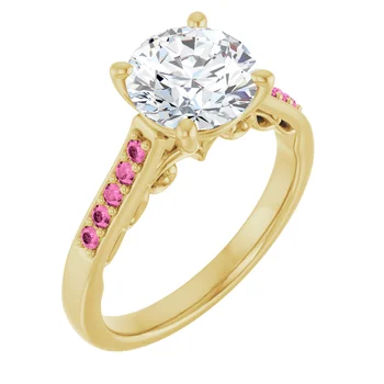Pink Pave Engagement Ring - Image 15