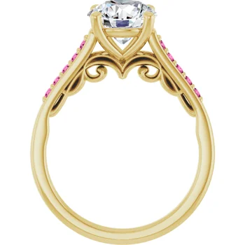 Pink Pave Engagement Ring - Image 6