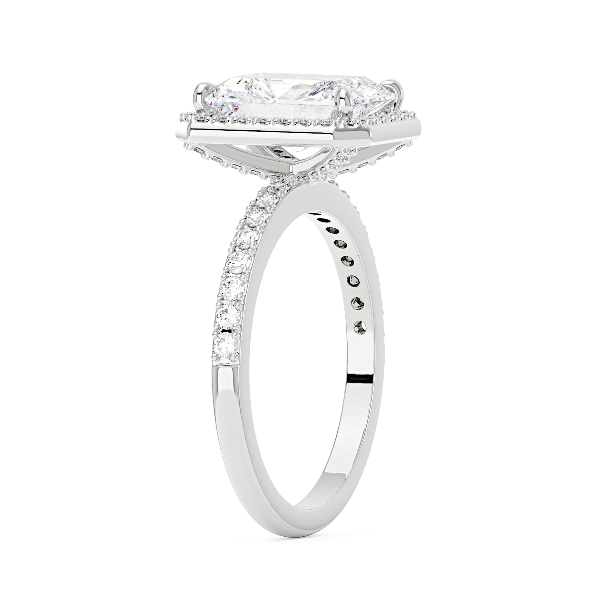 Radiant Halo Ring with Pavé Band - Image 2
