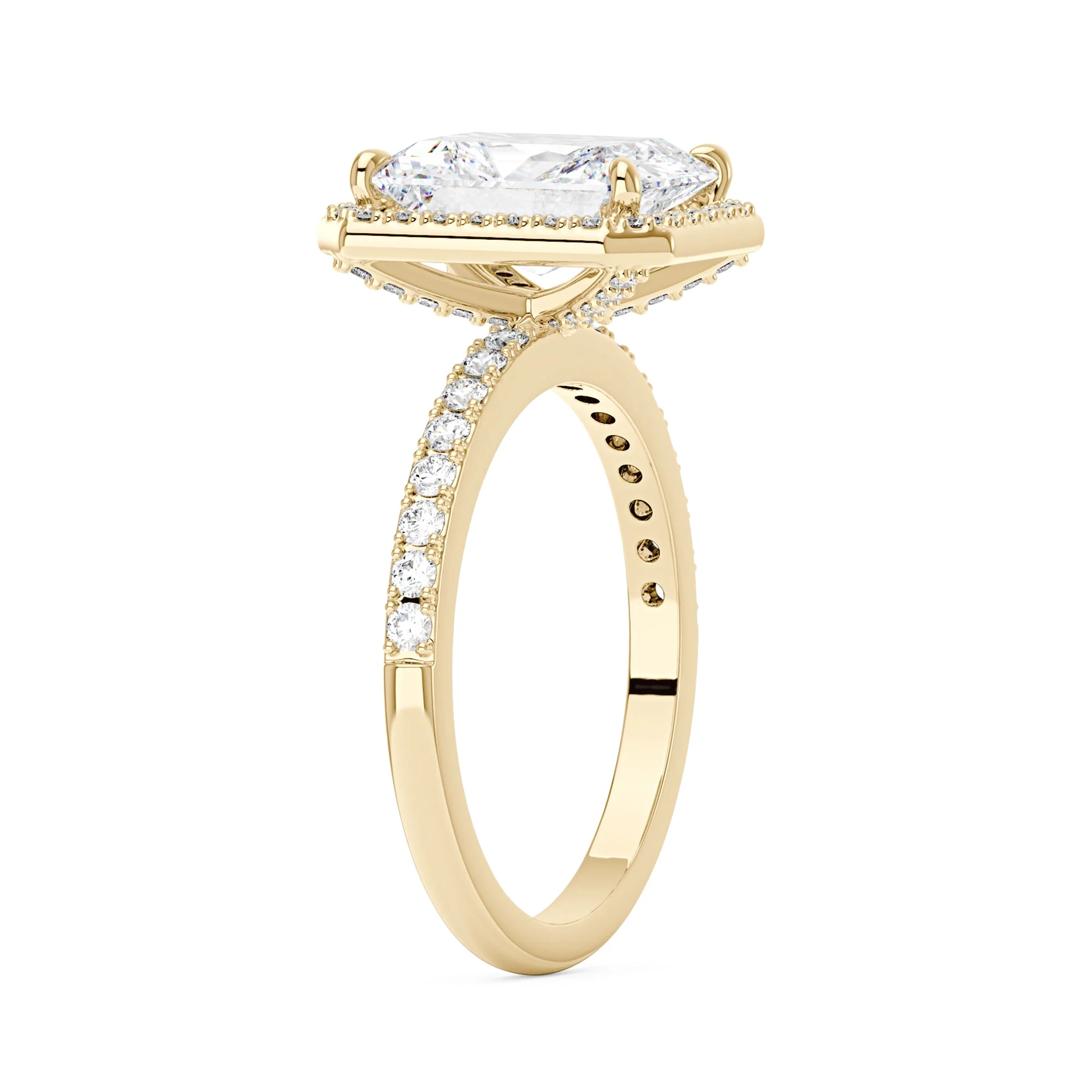 Radiant Halo Ring with Pavé Band - Image 5