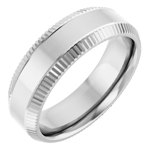Sleek Edge Beveled Wedding Band - Image 10