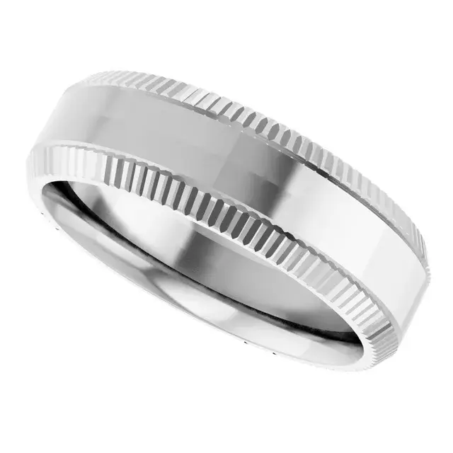 Sleek Edge Beveled Wedding Band - Image 13