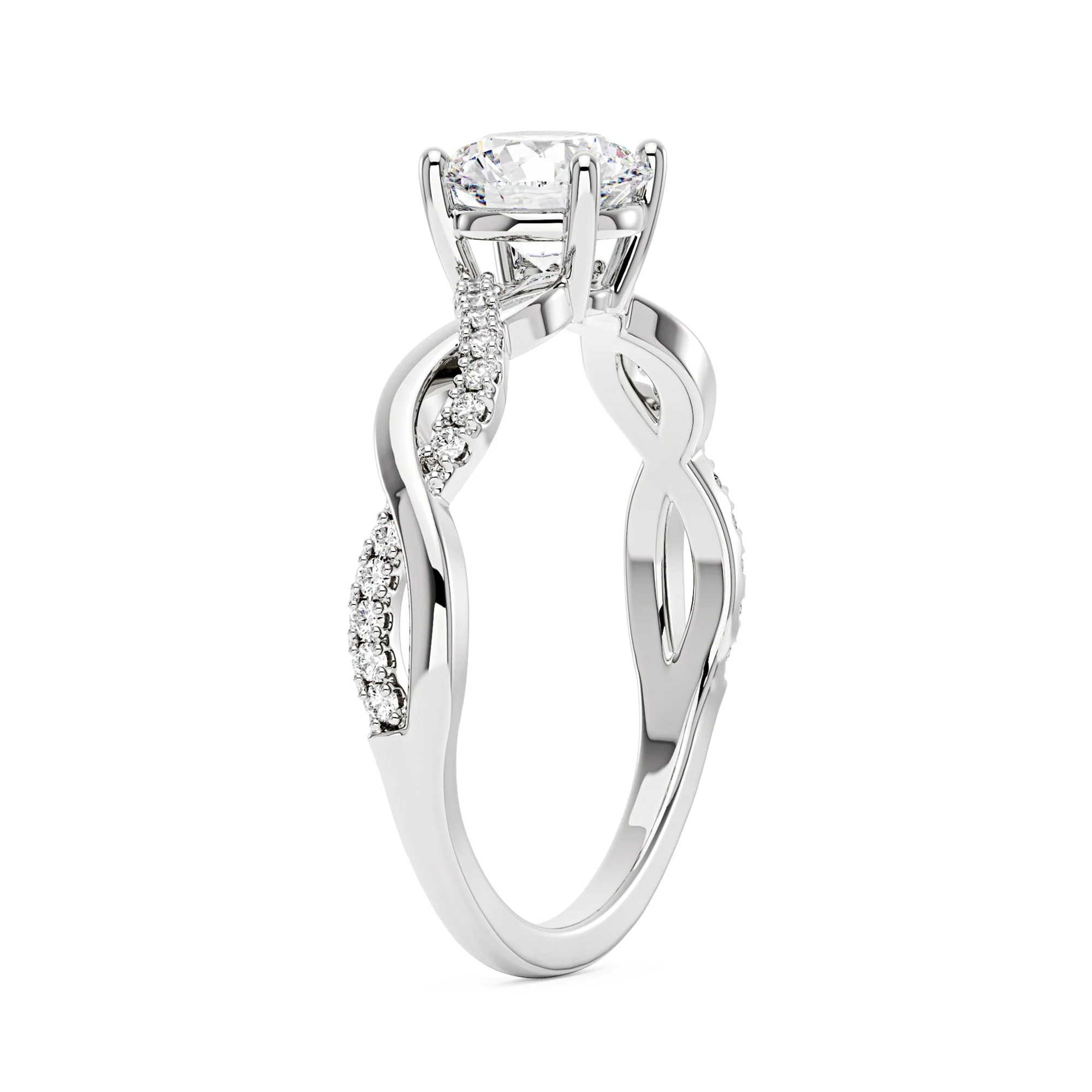 Intertwined Round Solitaire Moissanite Ring - Image 2